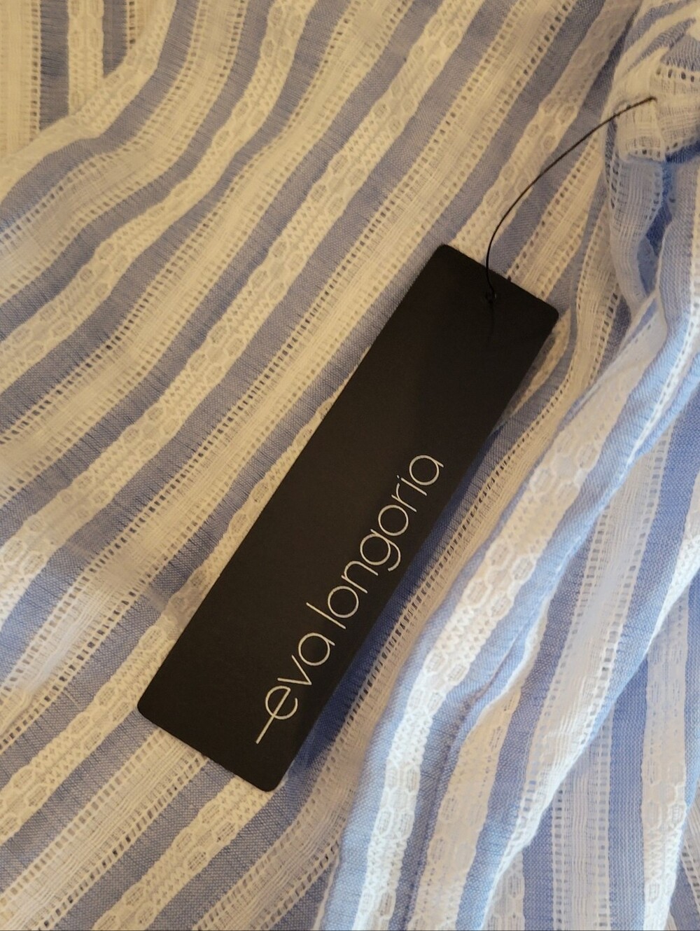NEW Pair of Women's Blouses — Blue Striped & White Embroidered:S-M - Picture 3 of 8